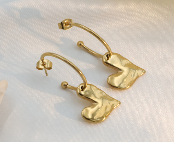 2 Gold Heart Earrings
