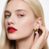 2 Geometric Hoop Earrings with Pearl & Cubic Zirconia Charm