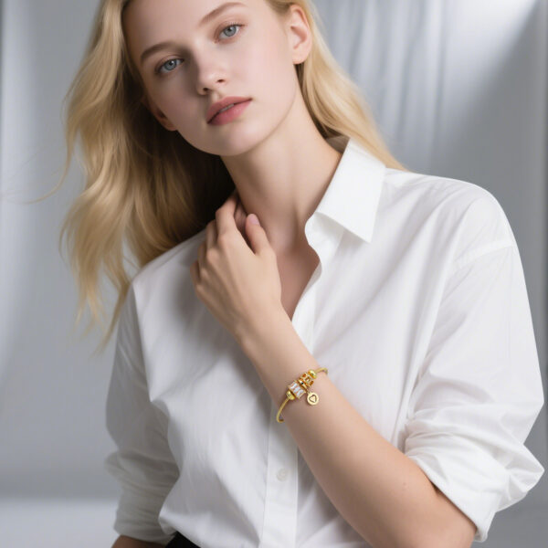 14K Gold Plated Charm Bracelet for Women
