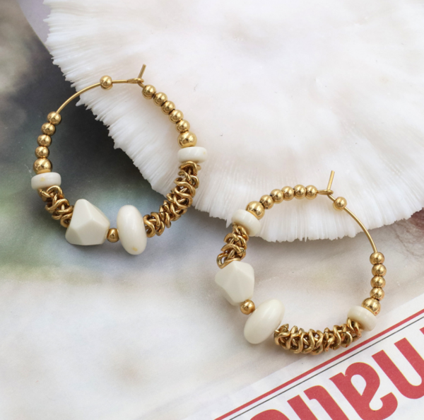 4 Beaded Hoop Earrings